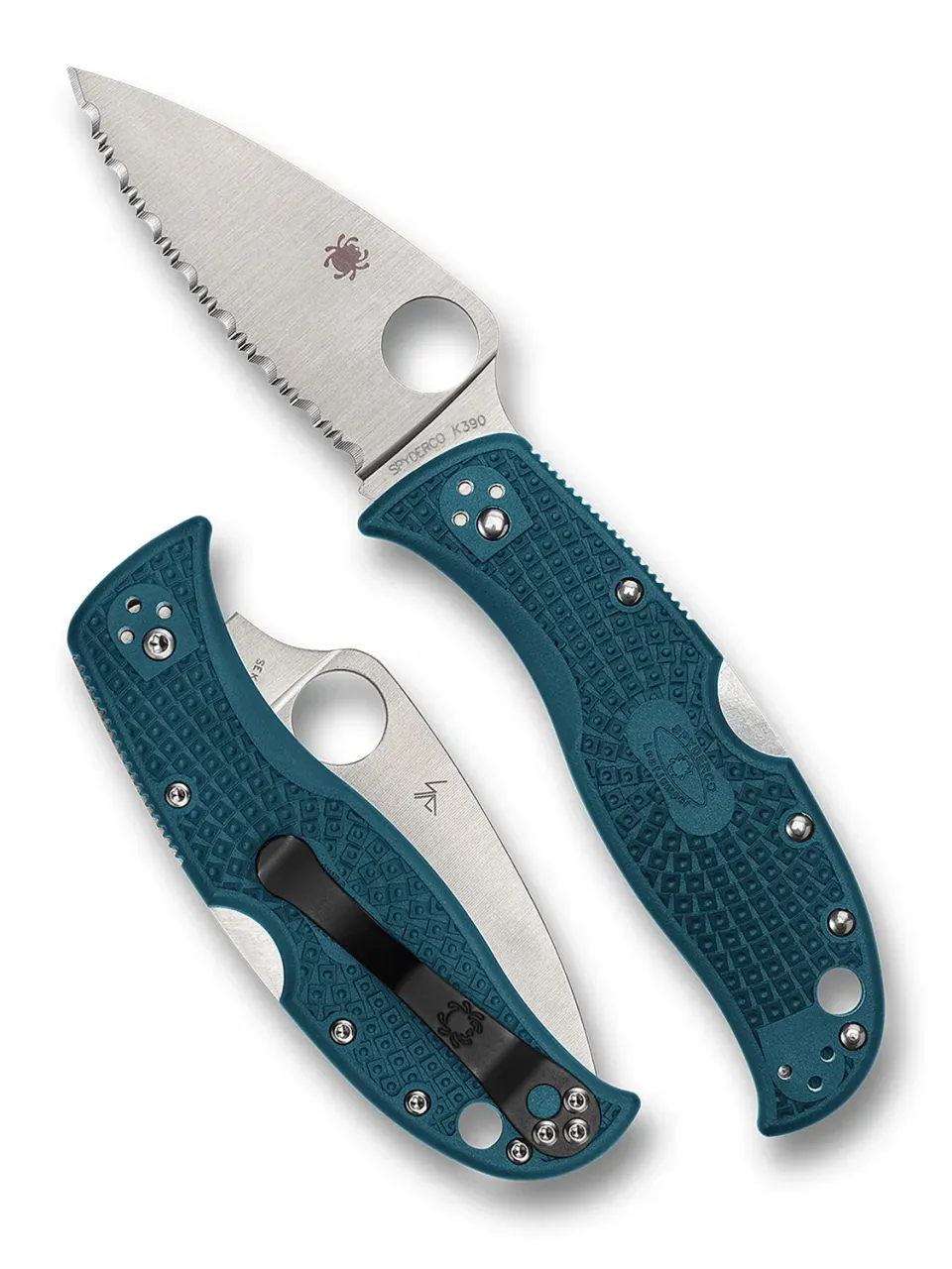 Spyderco LeafJumper K390 Klappmesser blau PlainEdge