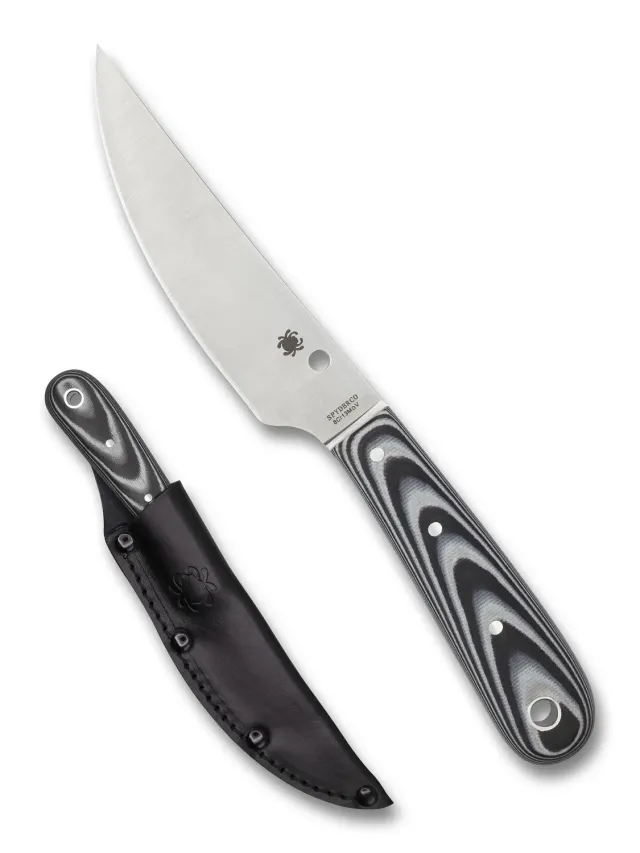 Spyderco Bow River Outdoormesser 8Cr13MoV Lederscheide
