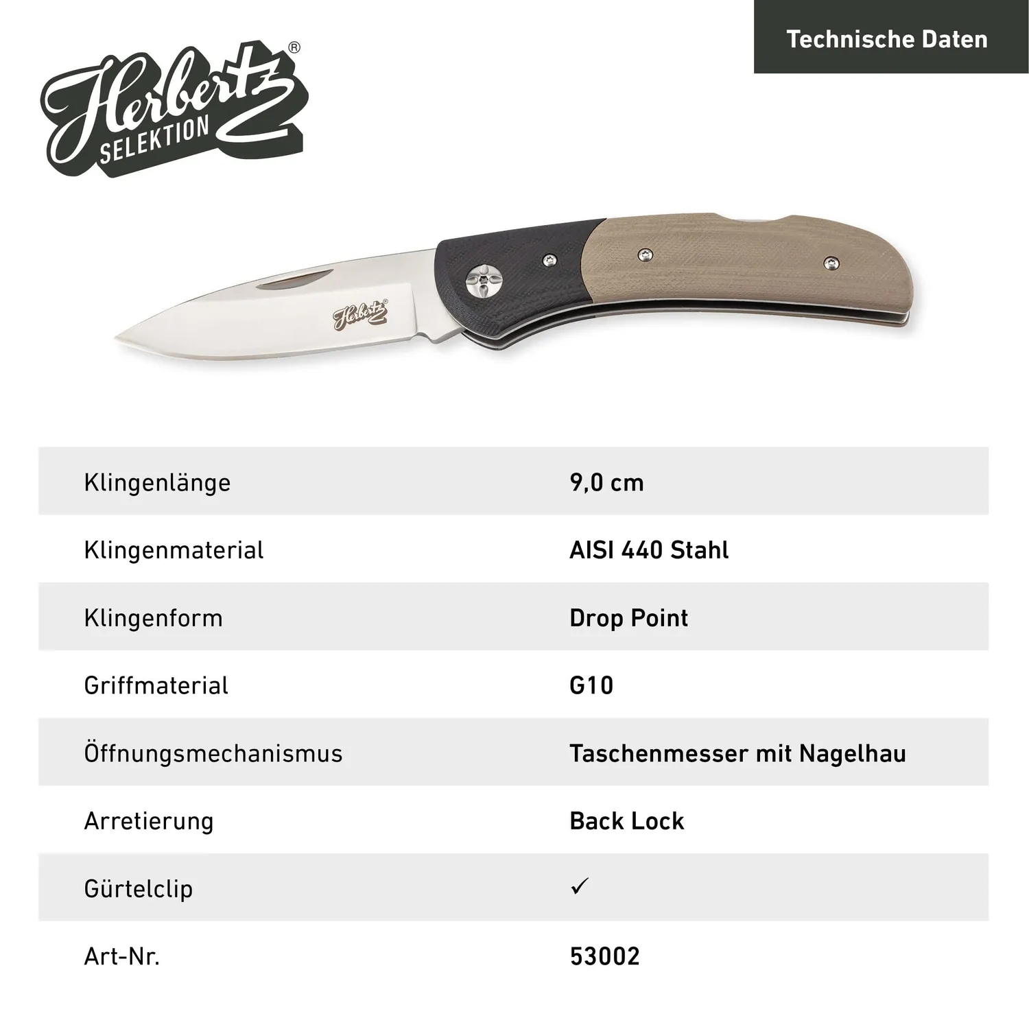 Herbertz Selektion Klappmesser G10 9 cm Back Lock