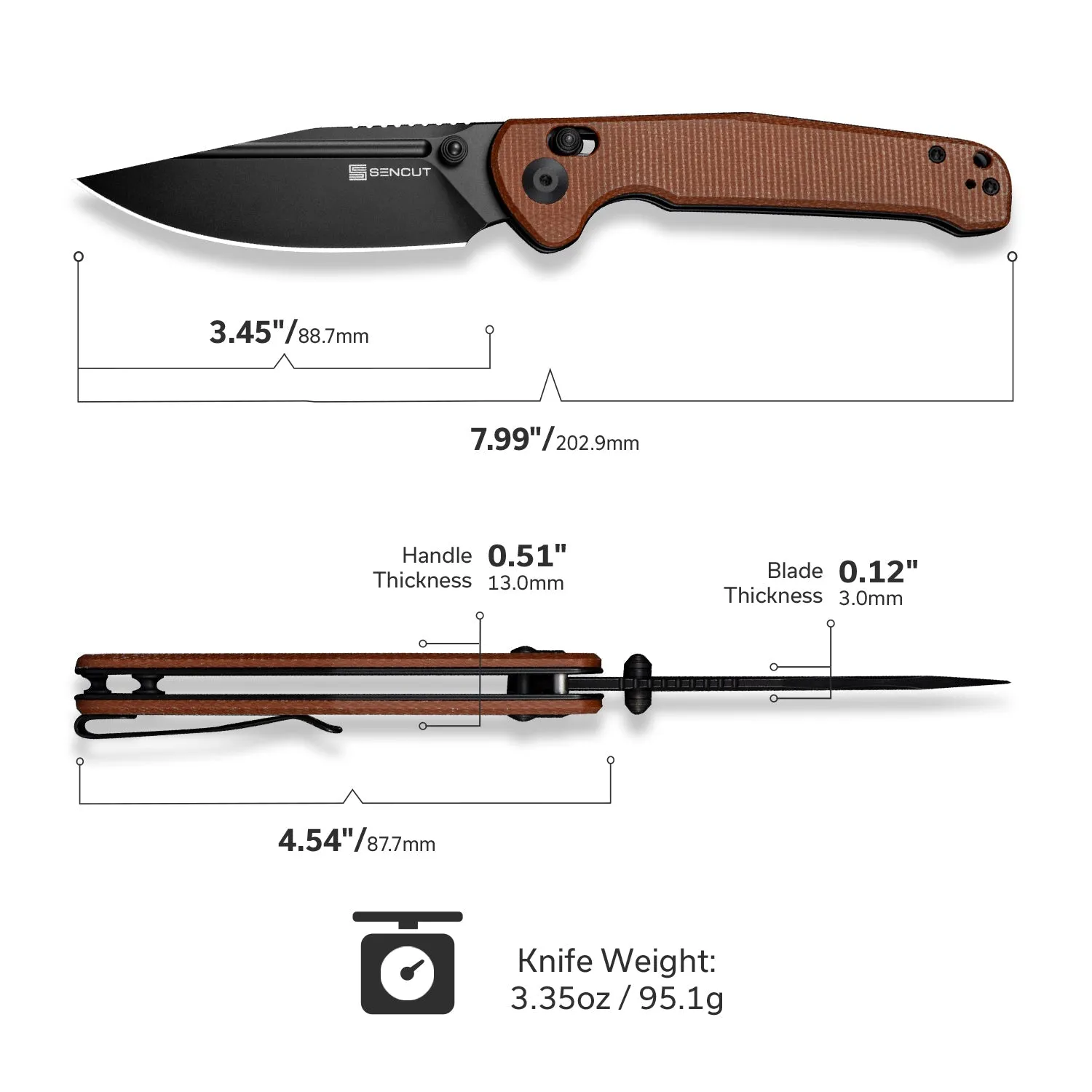 SENCUT Glenspar S25046-3 Klappmesser braun Micarta