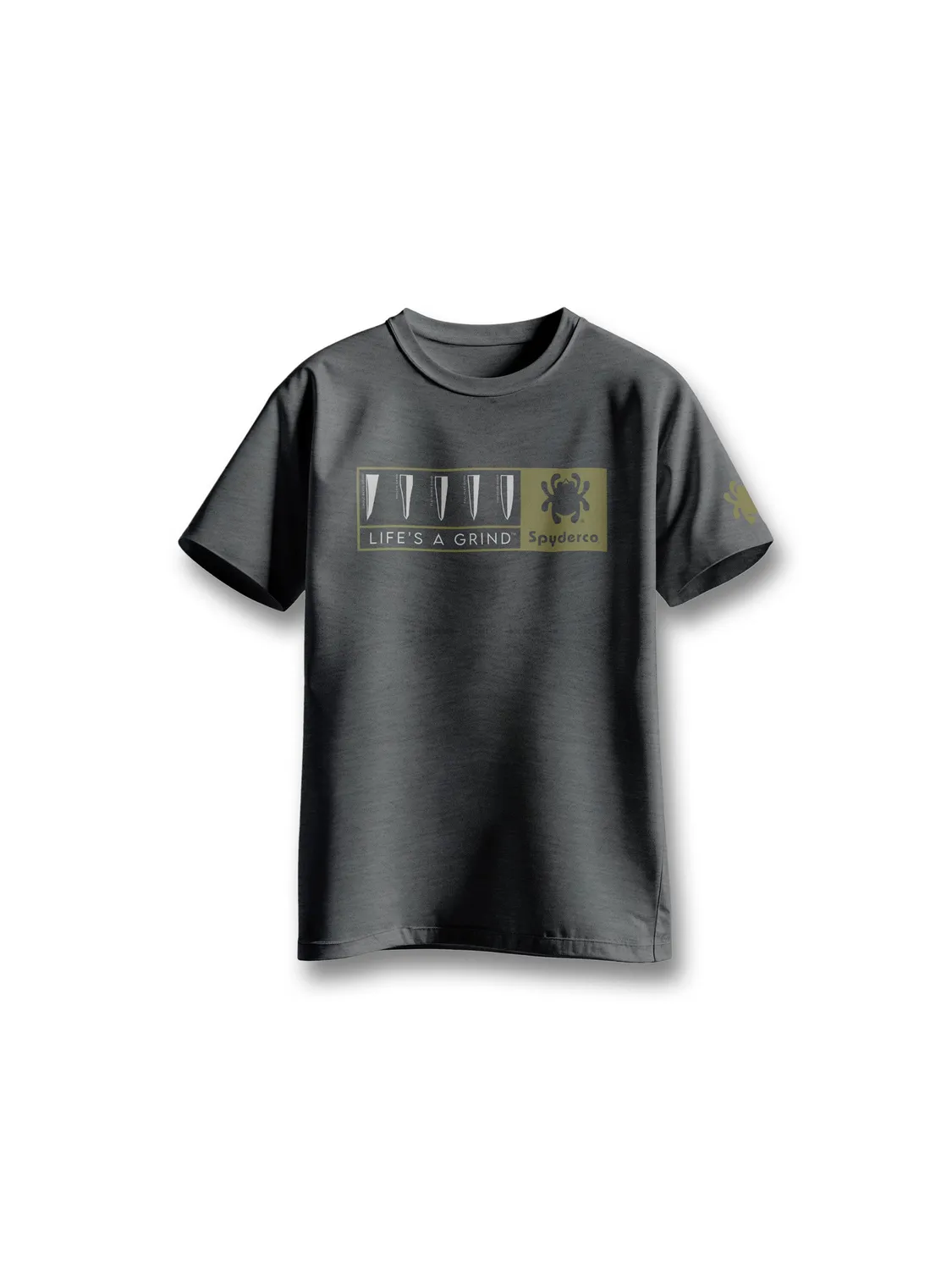 Spyderco Life's a Grind T-Shirt Heather-Grau Baumwollmix