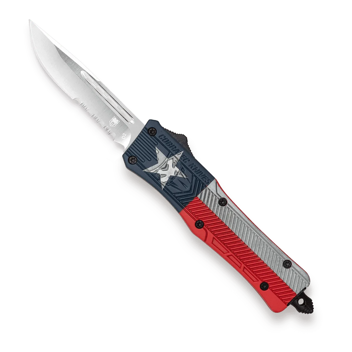 CobraTec Small CTK-1 Texas Flag OTF-Messer D2 Cerakote