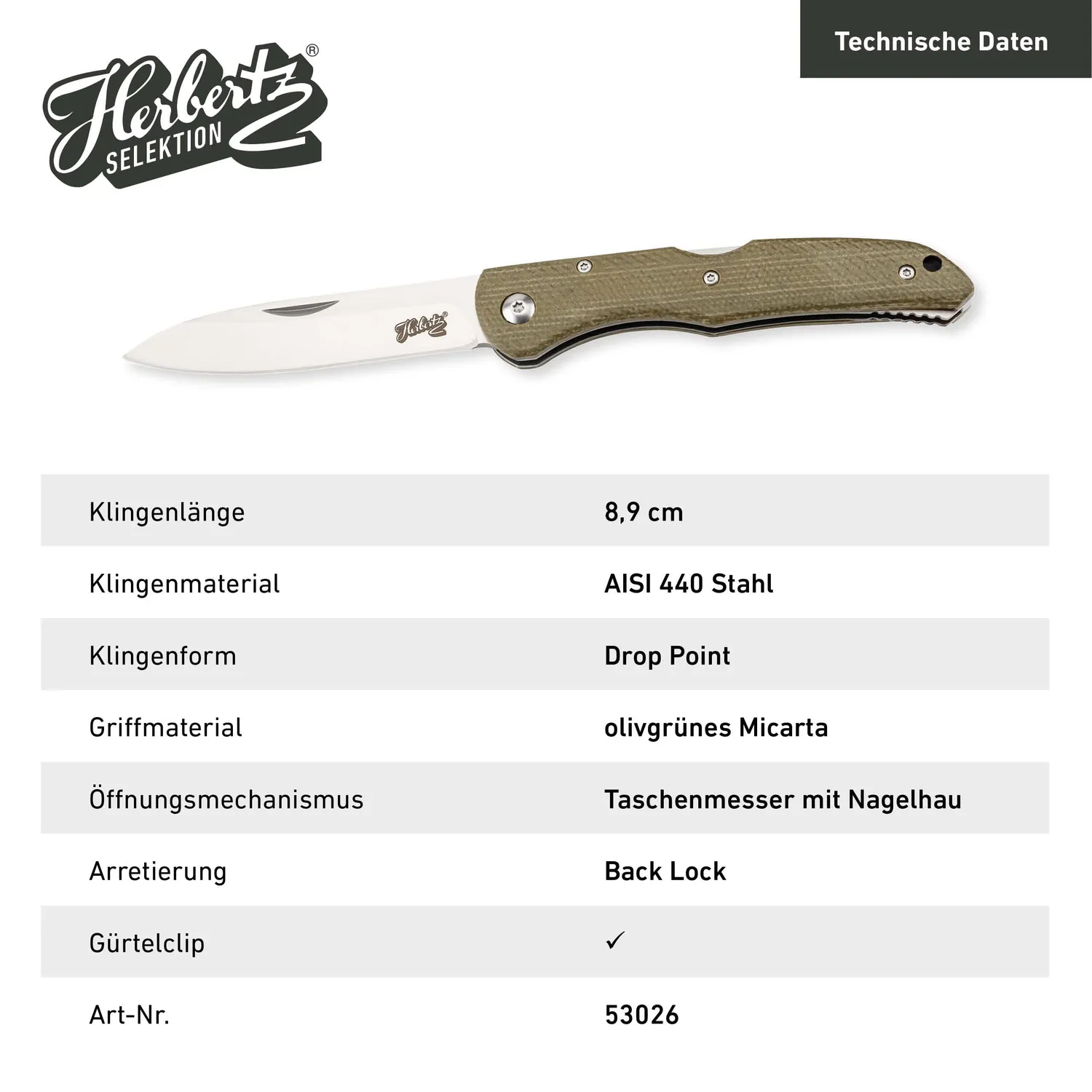 Herbertz Selektion Taschenmesser Micarta 440 Back Lock