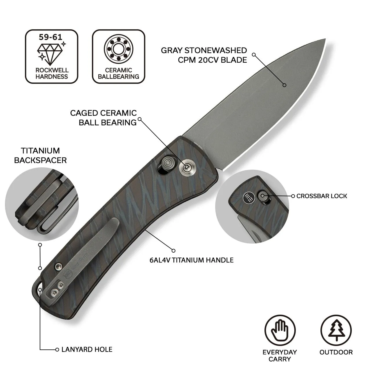 WeKnife Nightblade WE22046-3 Klappmesser Flamed 20CV