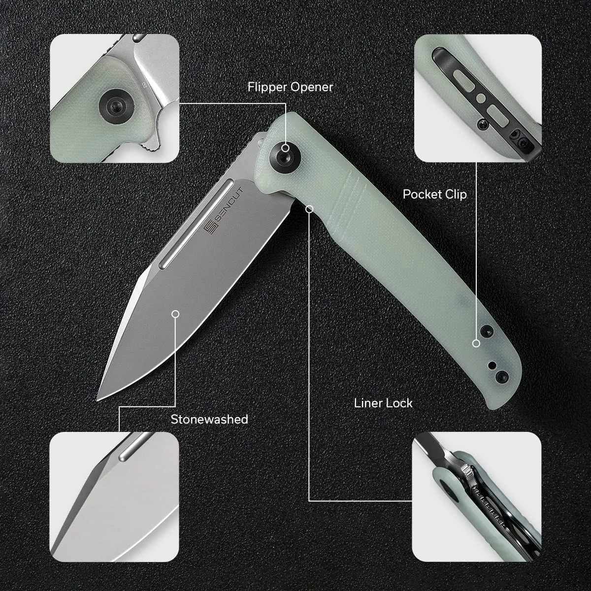 SENCUT Brazoria SA12B Klappmesser G10 Natur D2