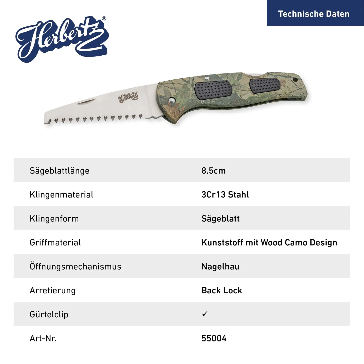 Herbertz Top Collection Klappsäge Wood Camo rostfrei