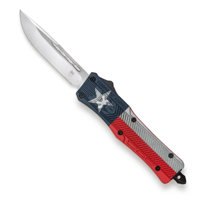 CobraTec CTK-1 Large OTF-Messer Texas Flag D2