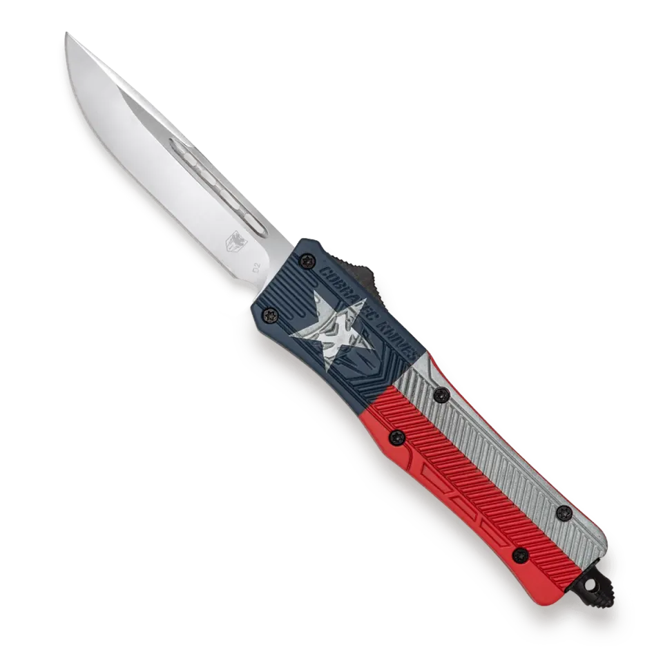 CobraTec CTK-1 Large OTF-Messer Texas Flag D2