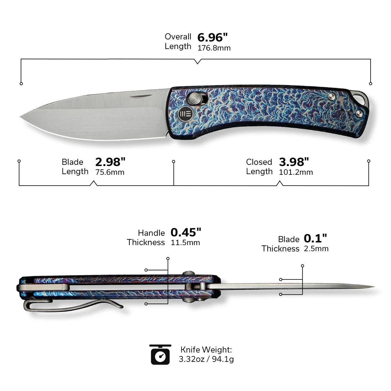 WeKnife Nightblade WE22046-4 Taschenmesser Titan Blau 20CV