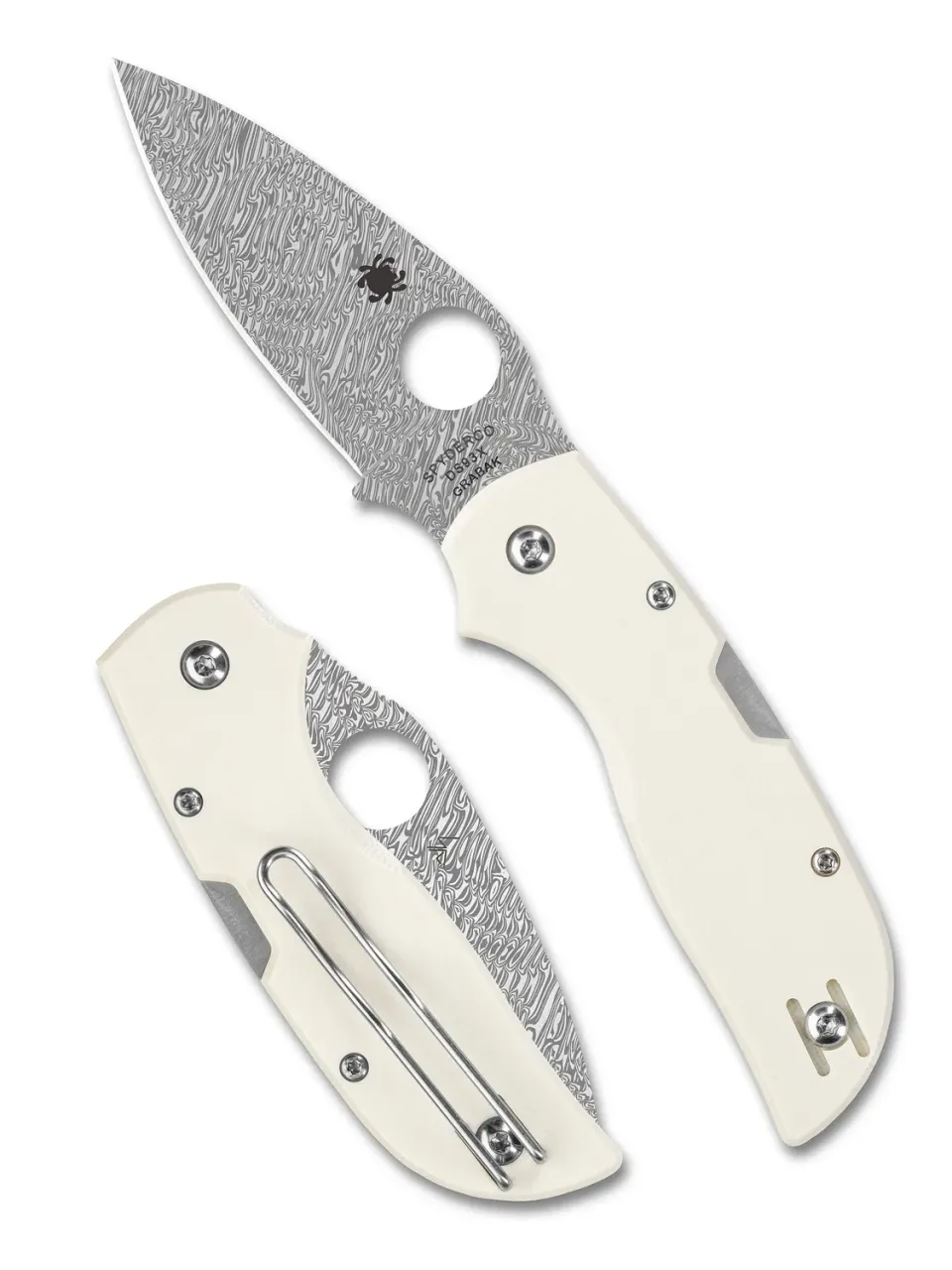 Spyderco Chaparral Ivory G-10 Taschenmesser Damasteel