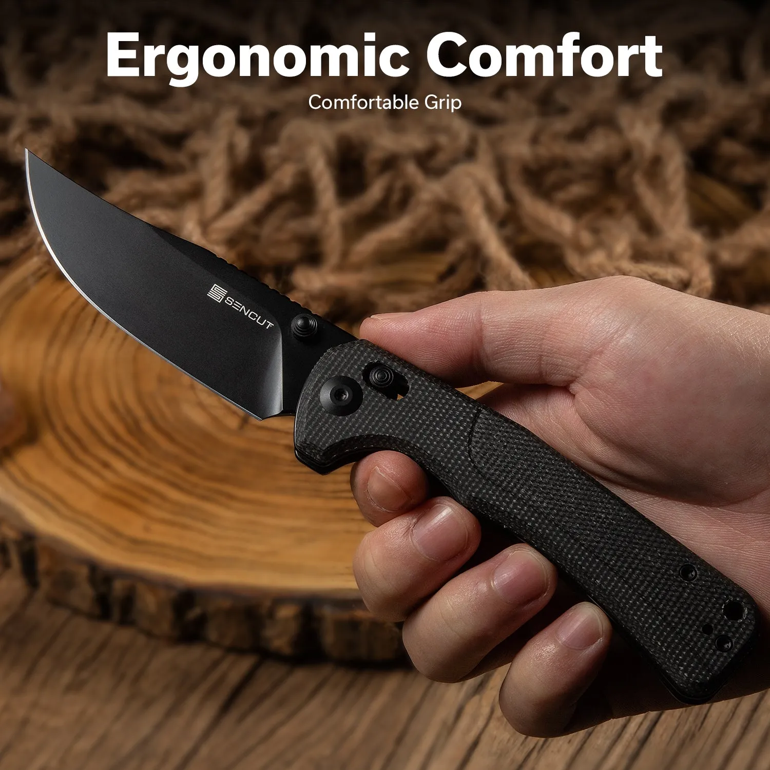 SENCUT Slybolt S25001A-1 Klappmesser Micarta Schwarz
