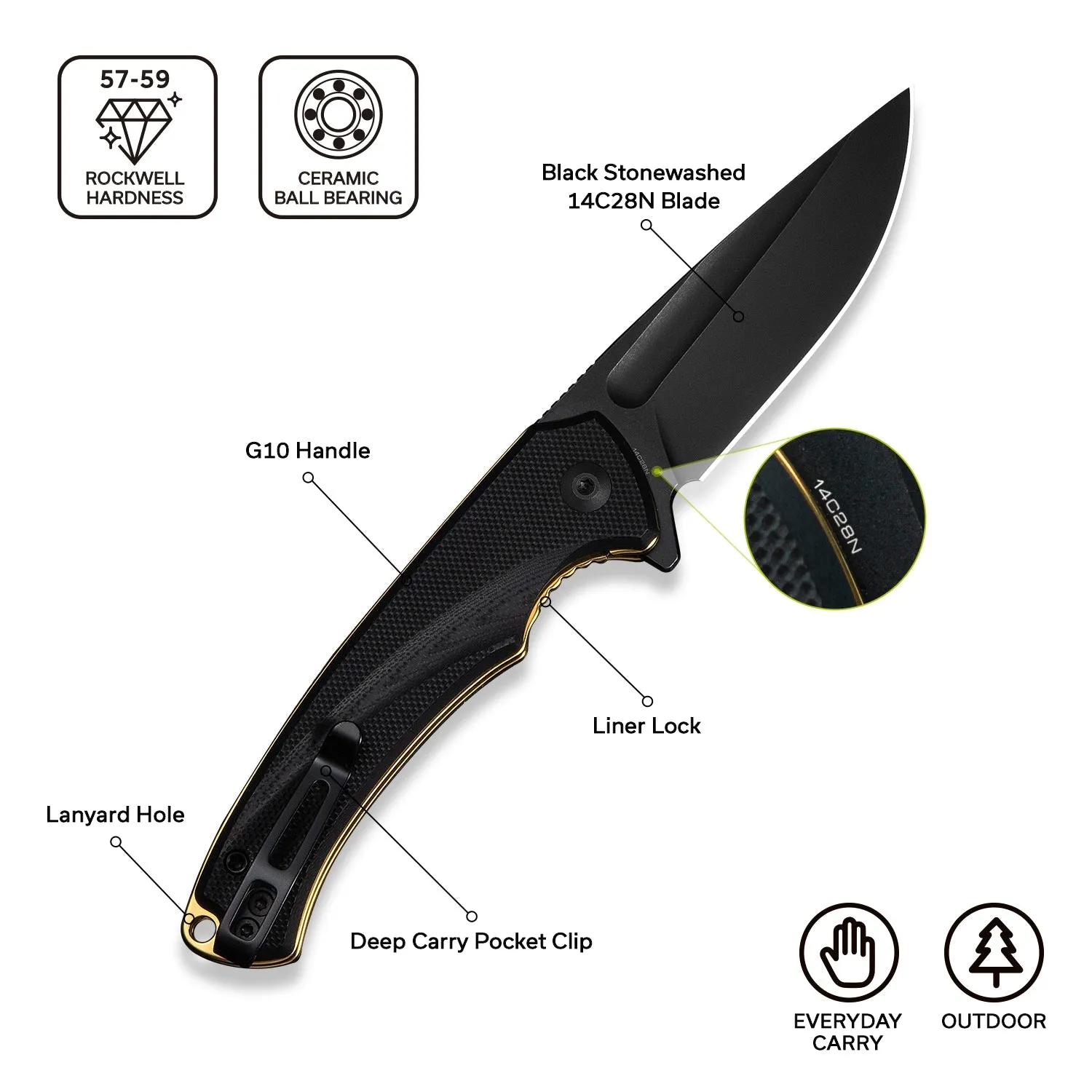 Civivi Voidflare C24040-1 Taschenmesser 14C28N