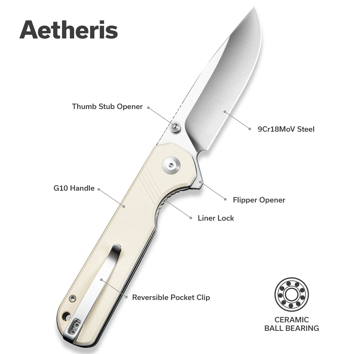SENCUT Aetheris S24095-1 Taschenmesser G10 Elfenbein