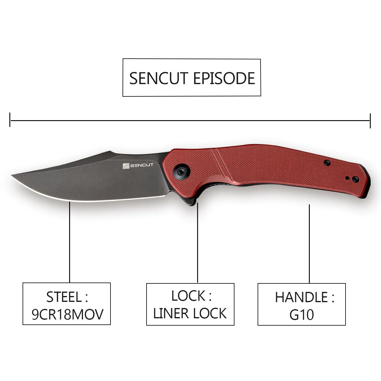SENCUT Episode SA04A Taschenmesser Burgundy 9Cr18MoV