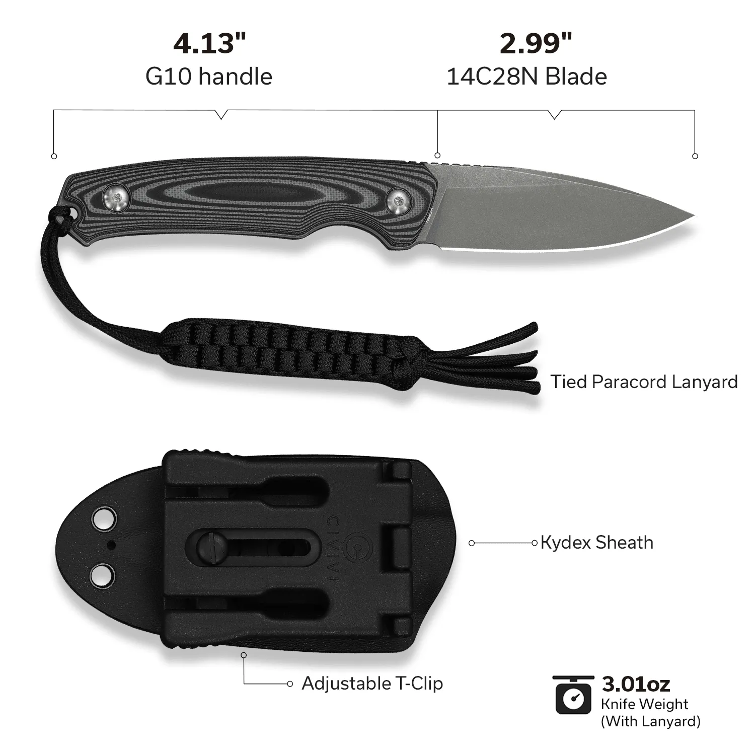 Civivi Altus C20076B-2 Outdoormesser Grau 14C28N