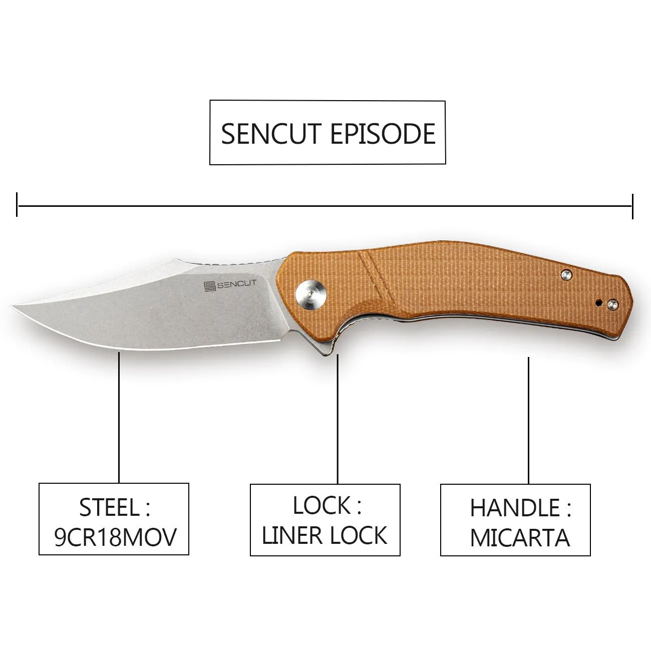 SENCUT Episode SA04D Klappmesser Micarta braun