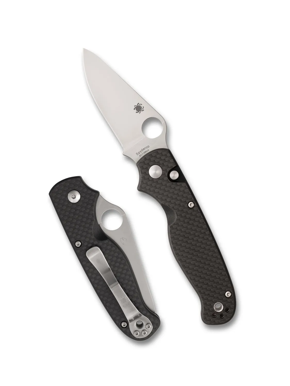 Spyderco ButtonUp Carbon Klappmesser 8Cr13MoV PlainEdge