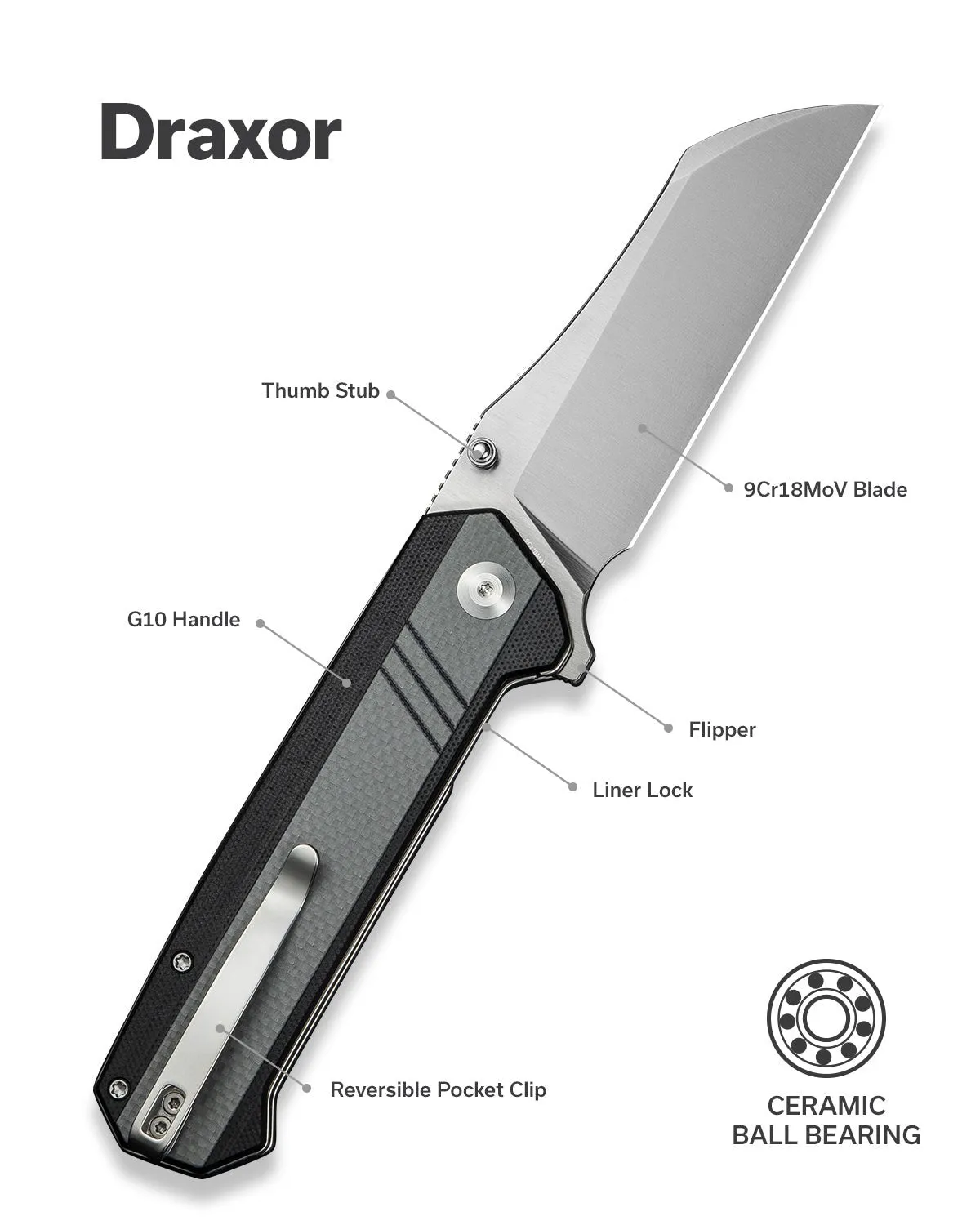 SENCUT Draxor S24035-3 Taschenmesser Sheepsfoot