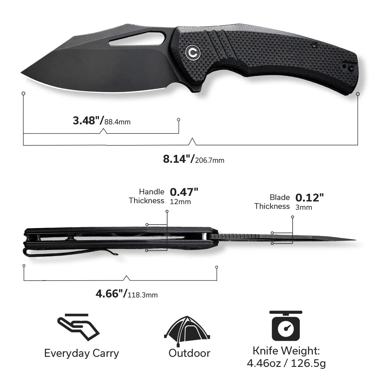 Civivi BullTusk C23017-1 Klappmesser 14C28N G10