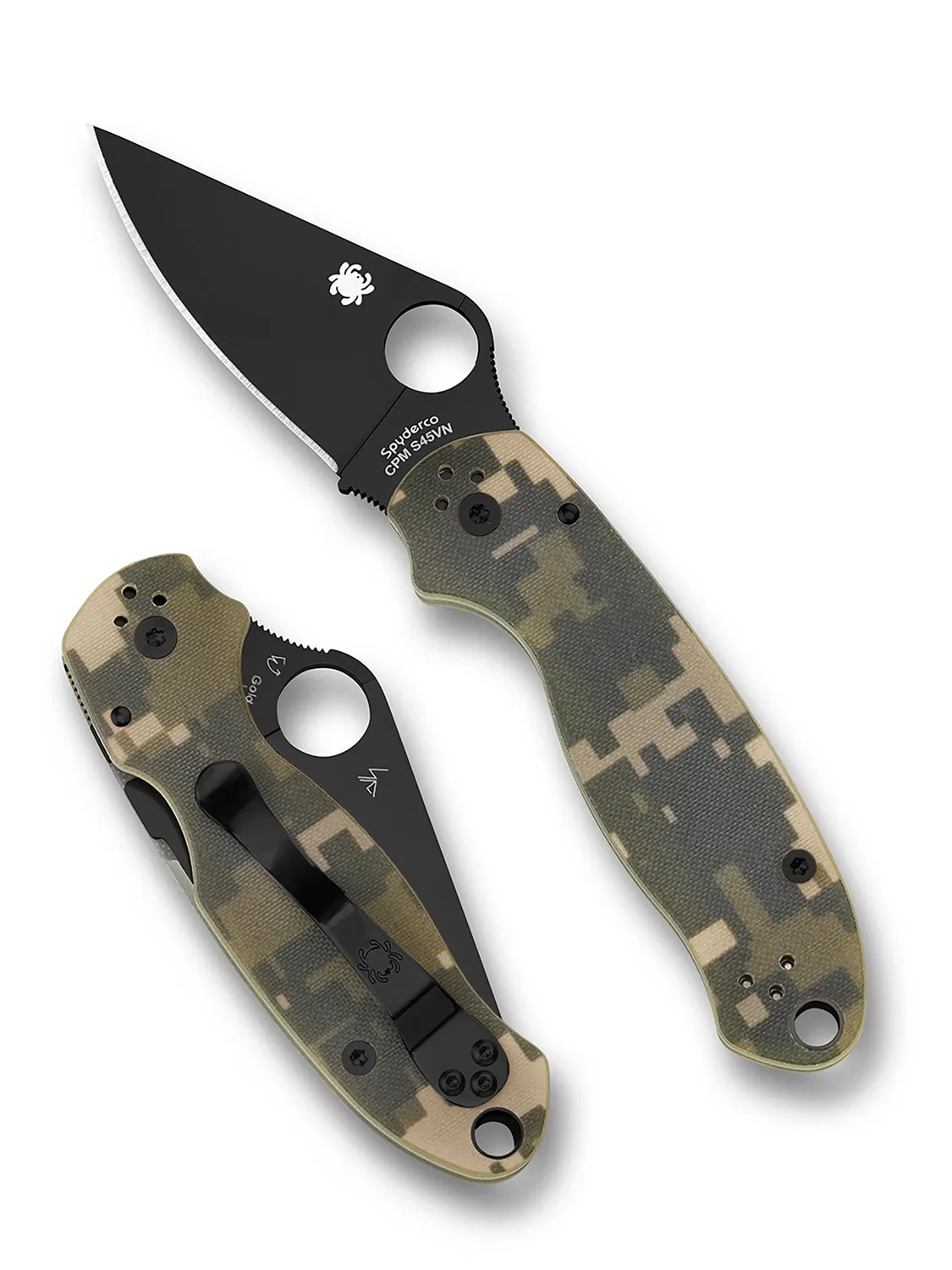 Spyderco Para 3 Klappmesser Schwarz S45VN Glatt