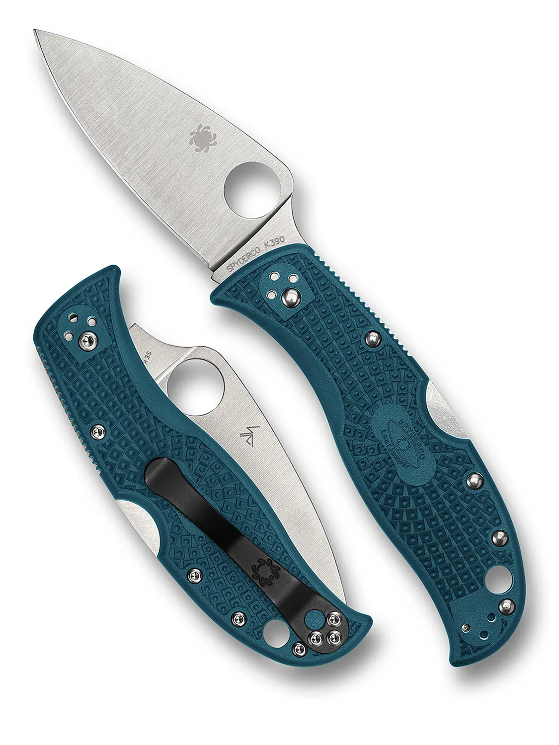 Spyderco LeafJumper K390 Klappmesser blau PlainEdge