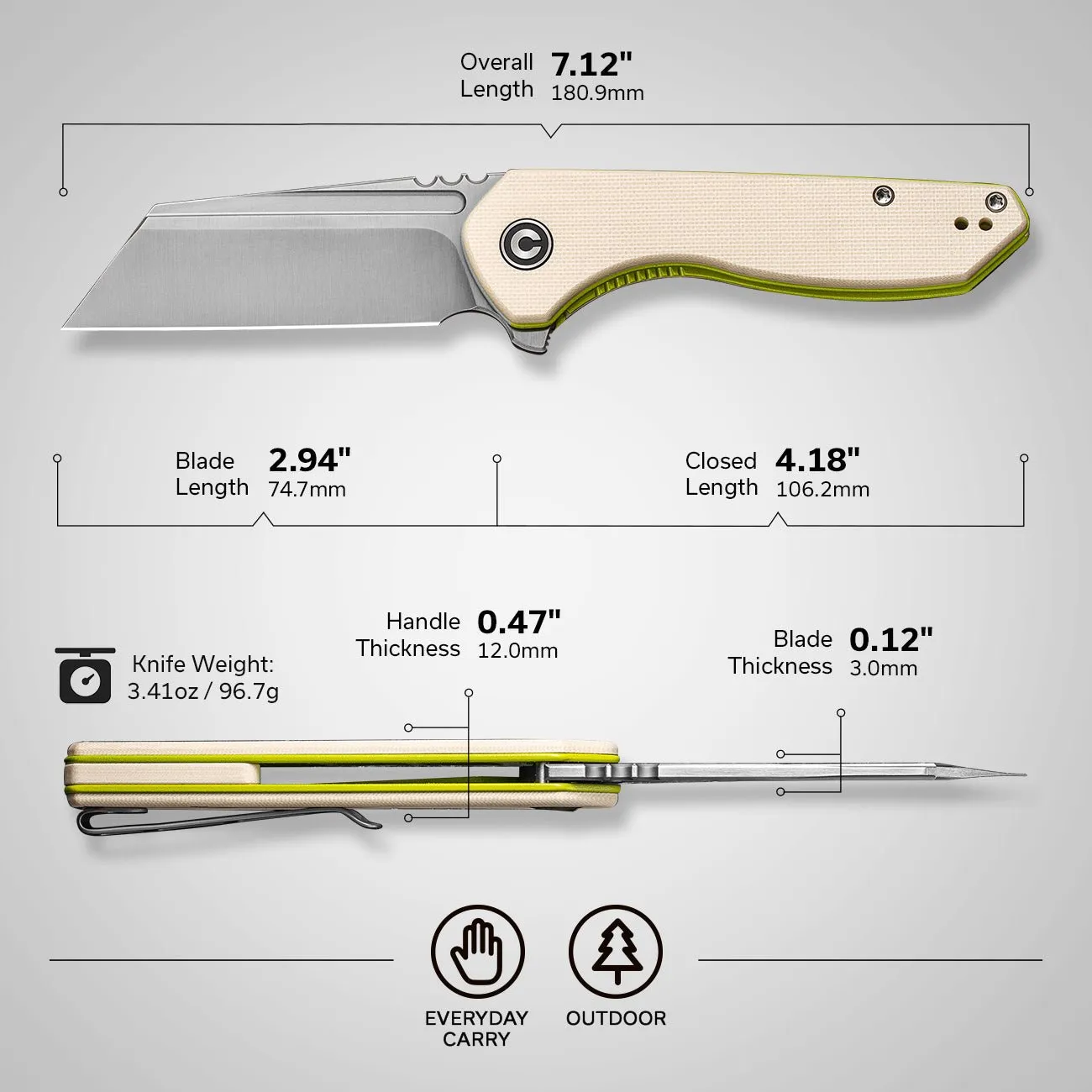 CIVIVI ExOne C23036-2 Klappmesser Nitro-V G10 Ivory