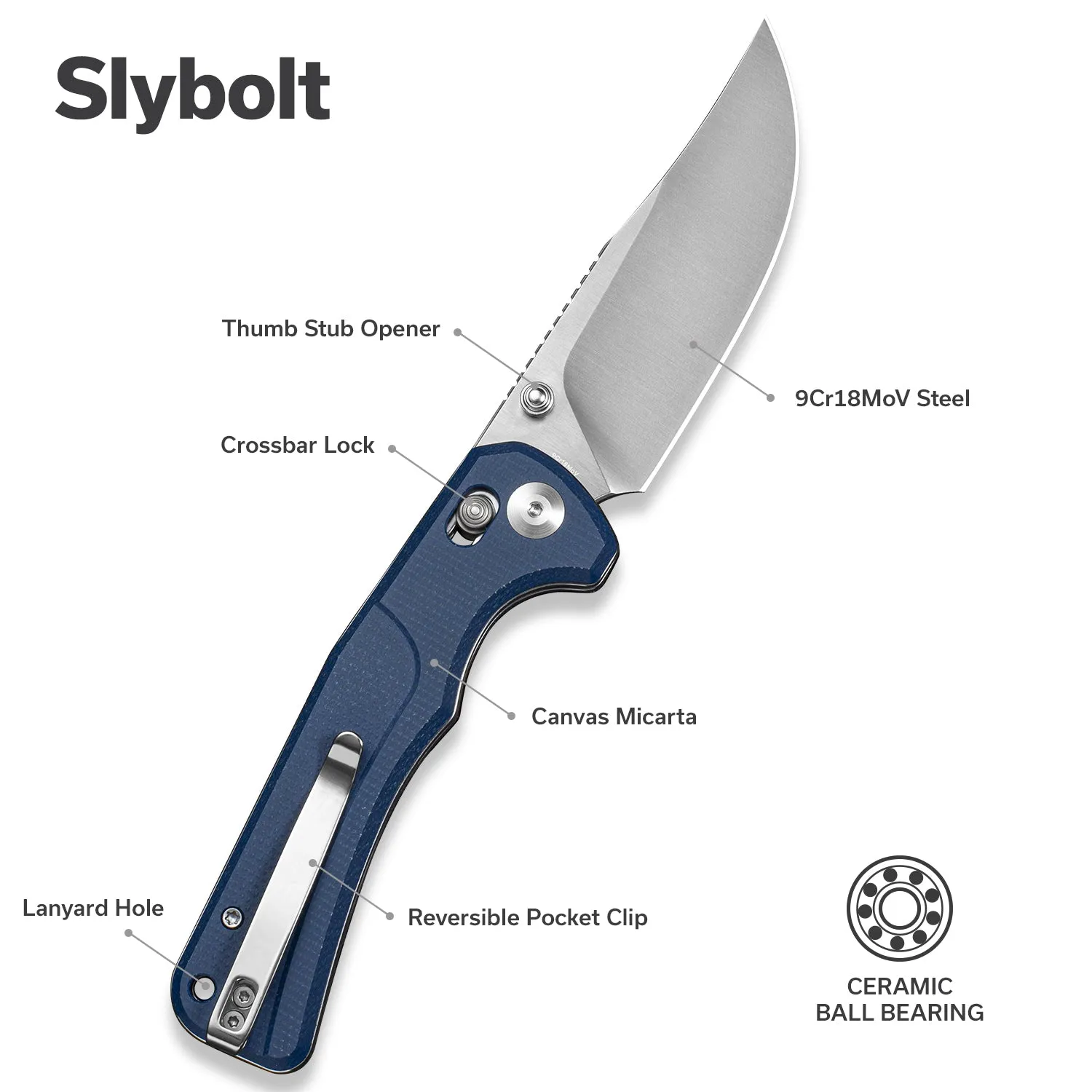 SENCUT Slybolt S25001A-2 Taschenmesser Micarta Blau