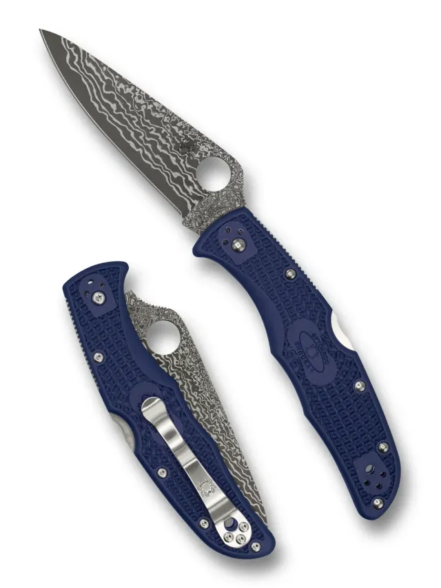 Spyderco Endura 4 Klappmesser Damast Blau FRN