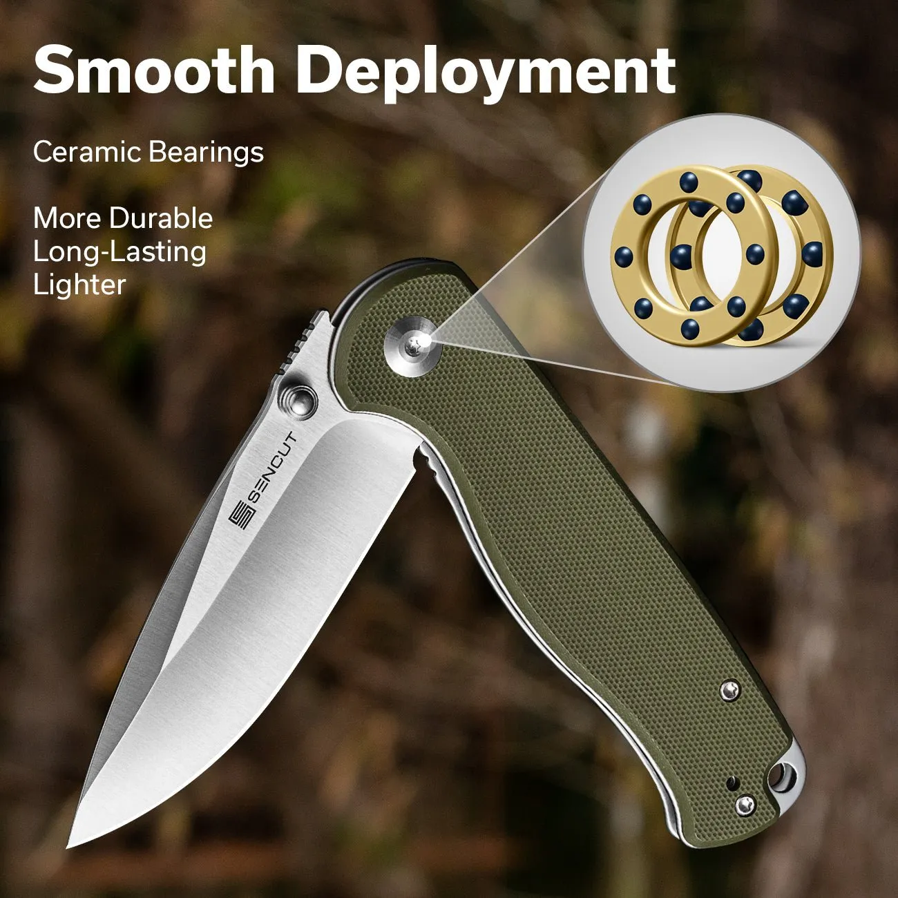 SENCUT Errant S23054B-2 Taschenmesser Grün 9Cr18MoV