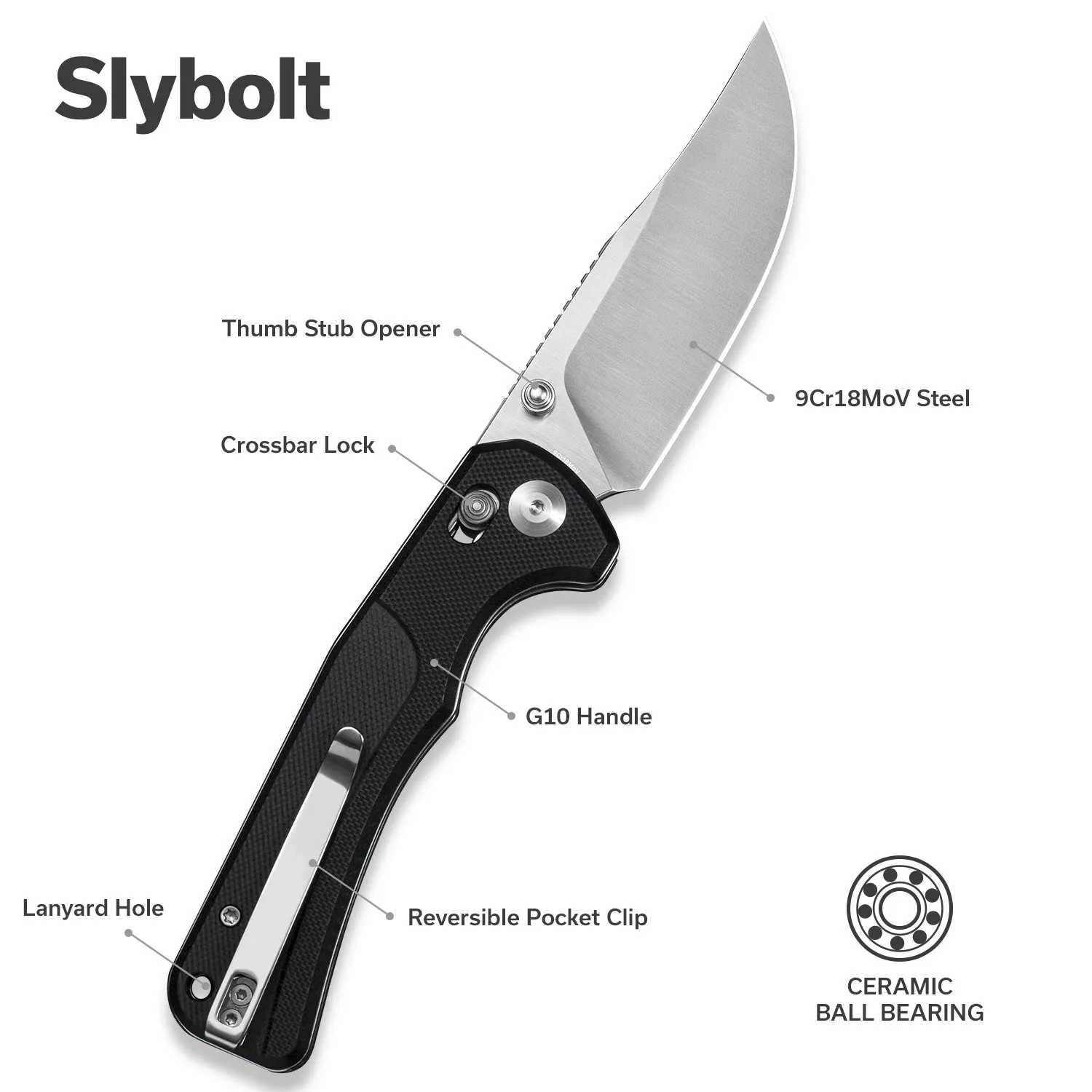SENCUT Slybolt S25001-1 Taschenmesser Schwarz 9Cr18MoV