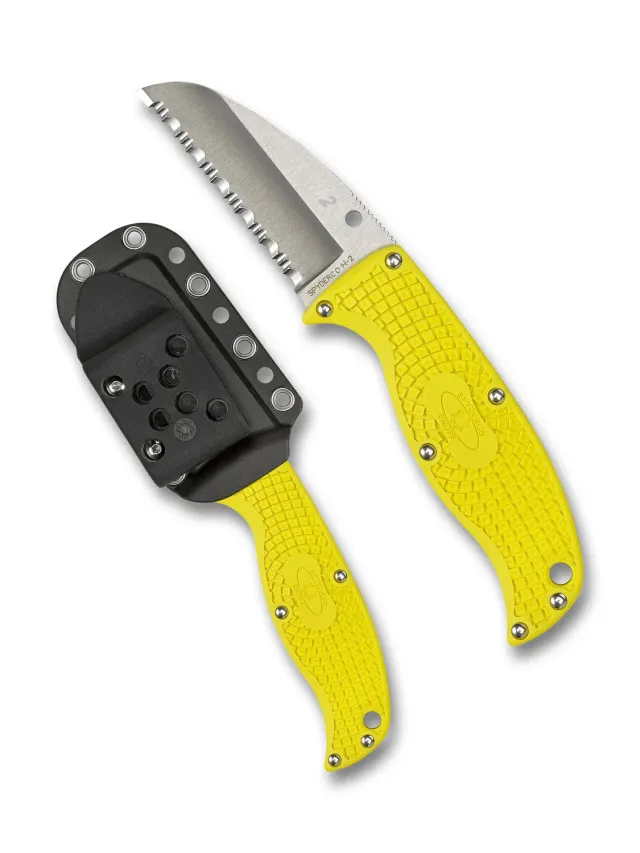 Spyderco Enuff Salt Feststehendes Messer H-2 Gelb Sheepfoot