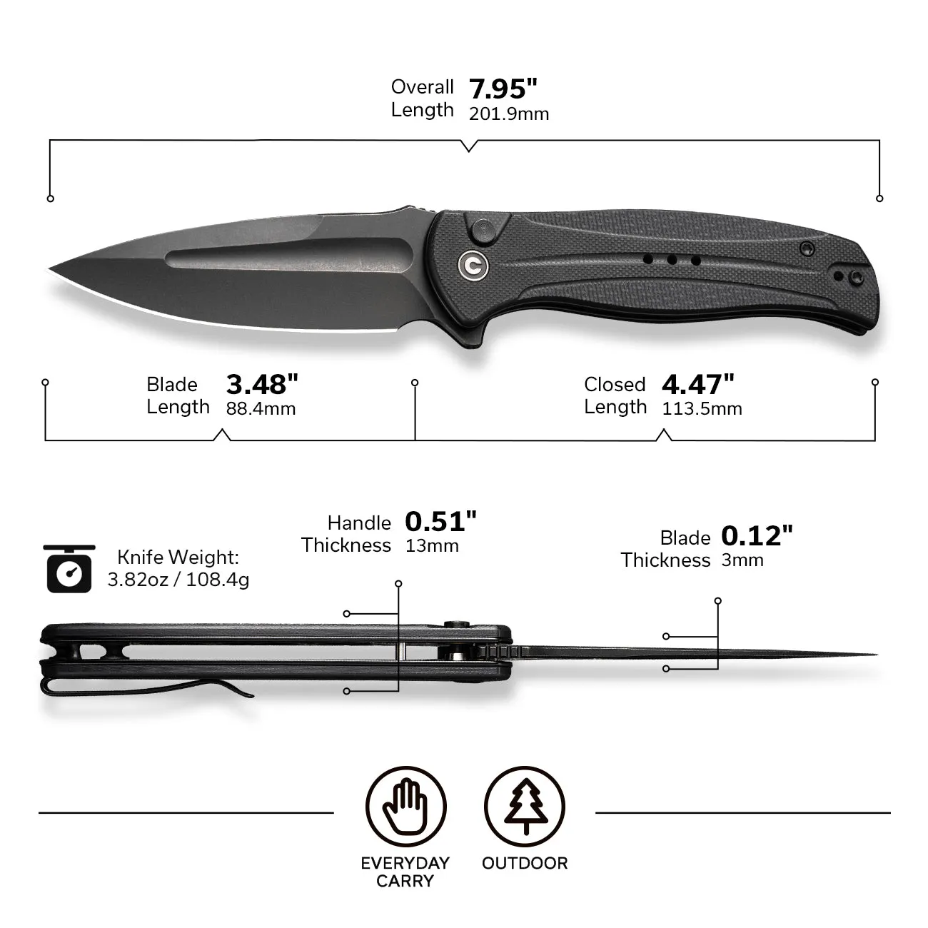 Civivi Incindie C23053-1 Taschenmesser G10 Schwarz
