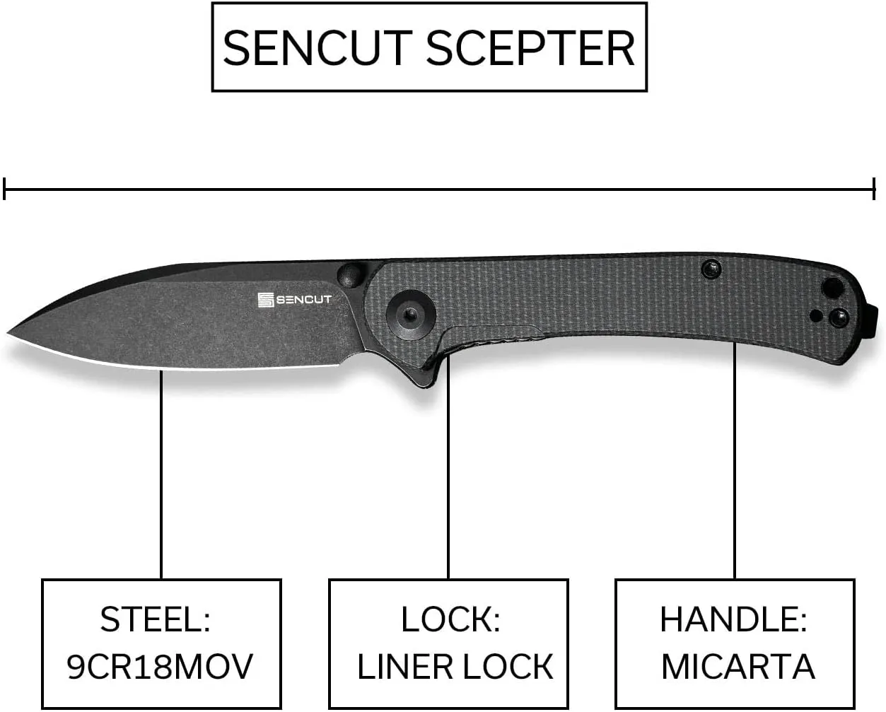 SENCUT Scepter SA03G Taschenmesser Micarta 9Cr18MoV