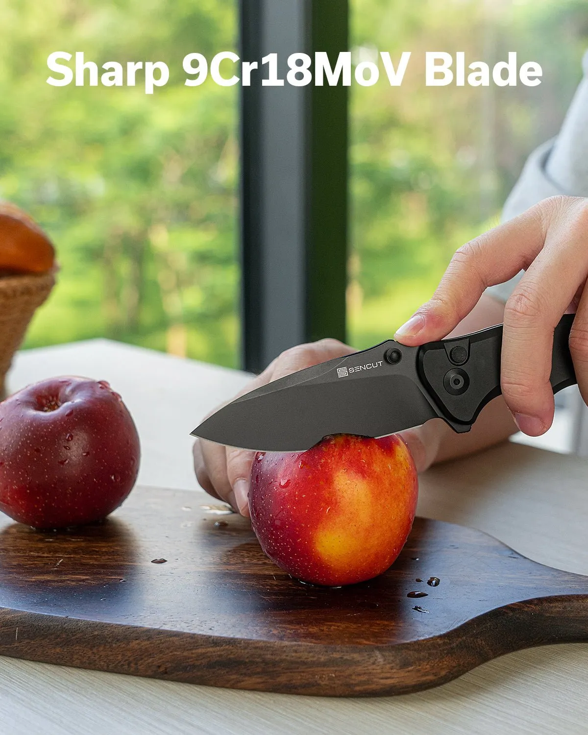SENCUT Cybrix S23098A-1 Taschenmesser Schwarz Button Lock