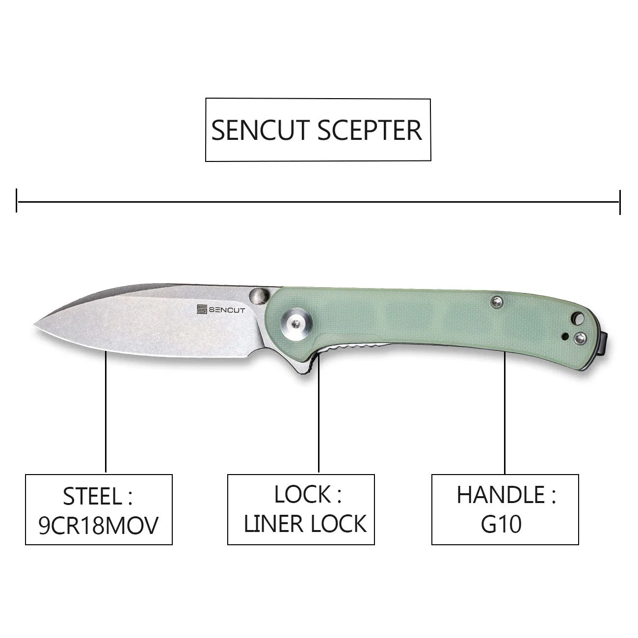 SENCUT Scepter SA03C Klappmesser schwarz Drop-Point