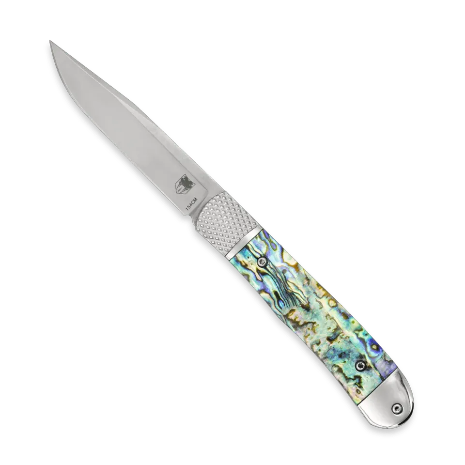 CobraTec Trapper Hidden Release Klappmesser 154CM Abalone