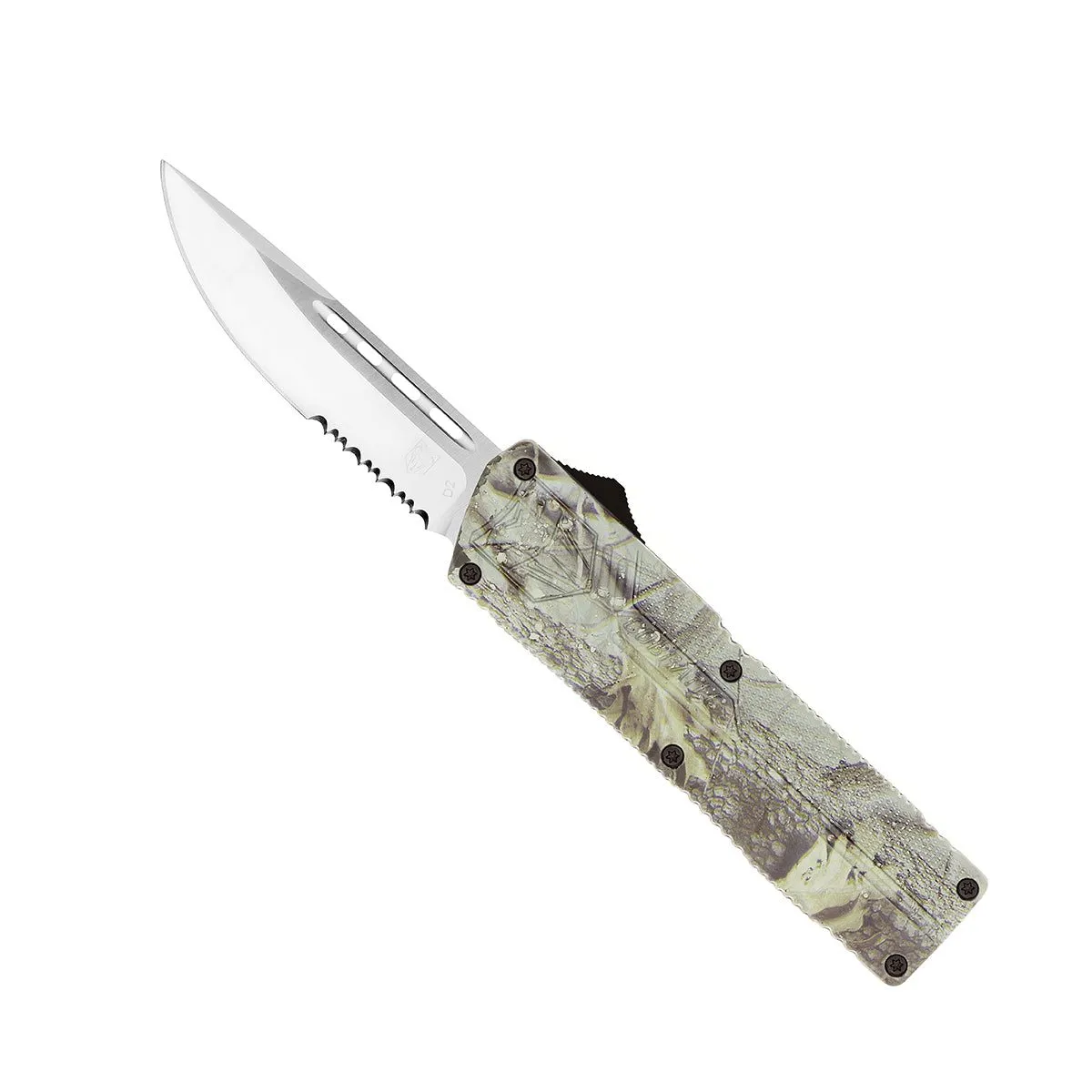 CobraTec Lightweight OTF Messer D2 Woodland Camo