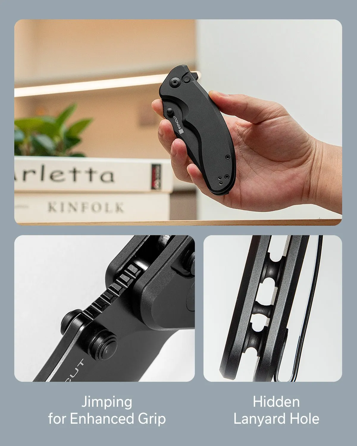 SENCUT Cybrix S23098A-1 Taschenmesser Schwarz Button Lock