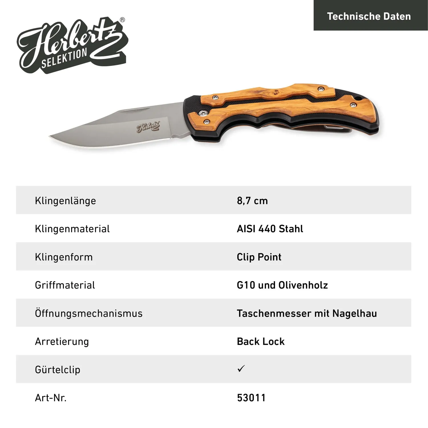 Herbertz Selektion Taschenmesser Olive 440 8,7 cm