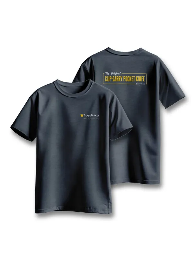 Spyderco Clip Carry T-Shirt Heather Navy Poly-Cotton