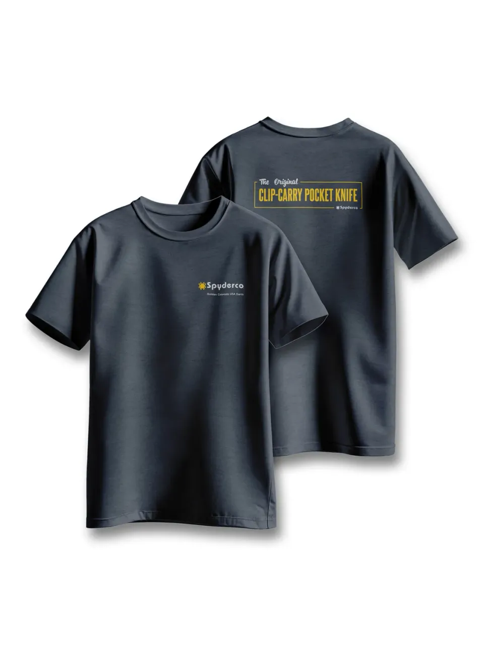 Spyderco Clip Carry T-Shirt Heather Navy Poly-Cotton