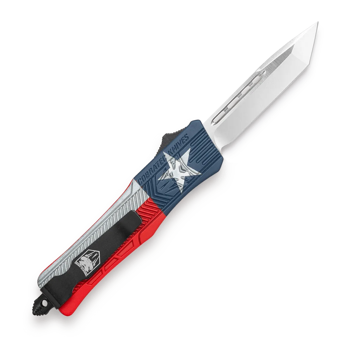 CobraTec Small CTK-1 Texas Flag OTF-Messer D2 Cerakote