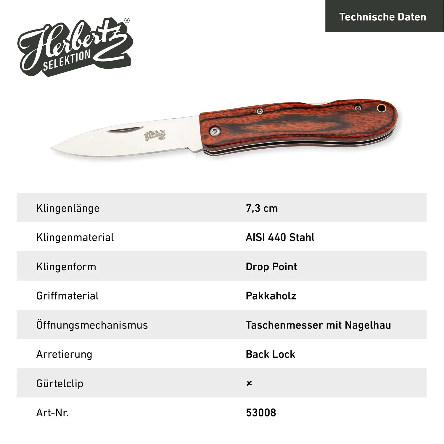Herbertz Selektion Taschenmesser Pakkaholz 440