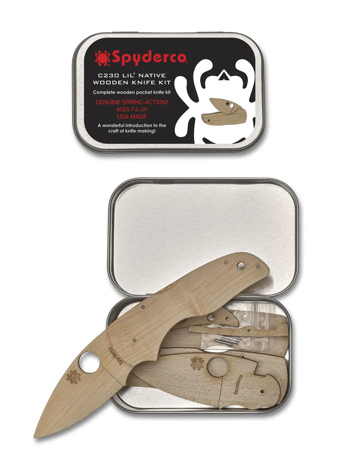 Spyderco Dragonfly Holzbausatz Klappmesser Ahorn f. Kinder
