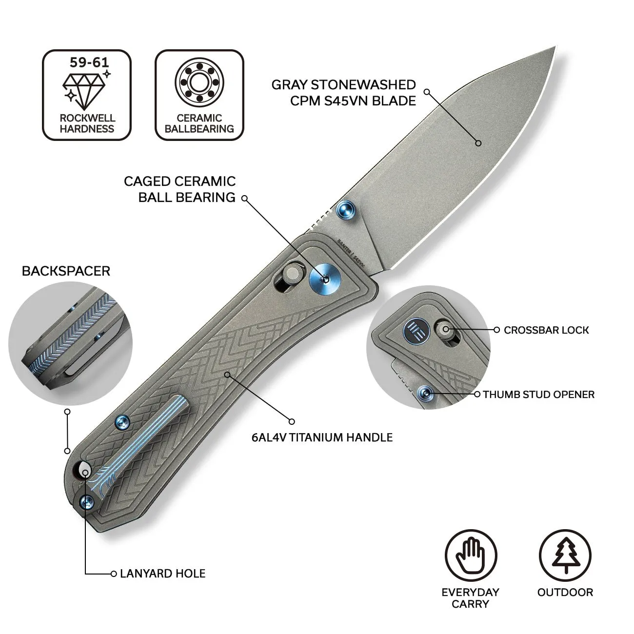 WeKnife Bougie Banter WE24009-2 Klappmesser Titan