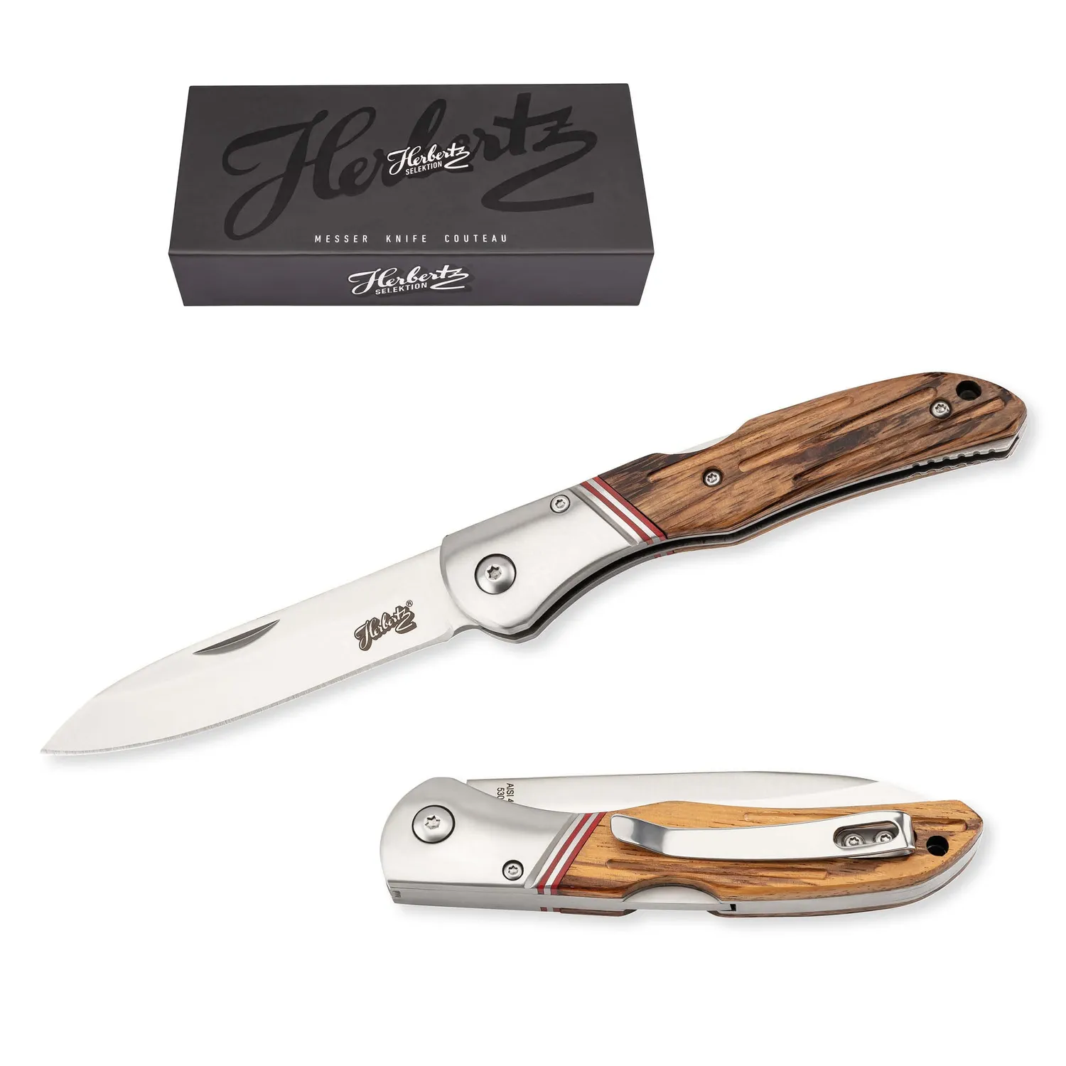 Herbertz Selektion Taschenmesser Zebraholz 8,8 cm rostfrei