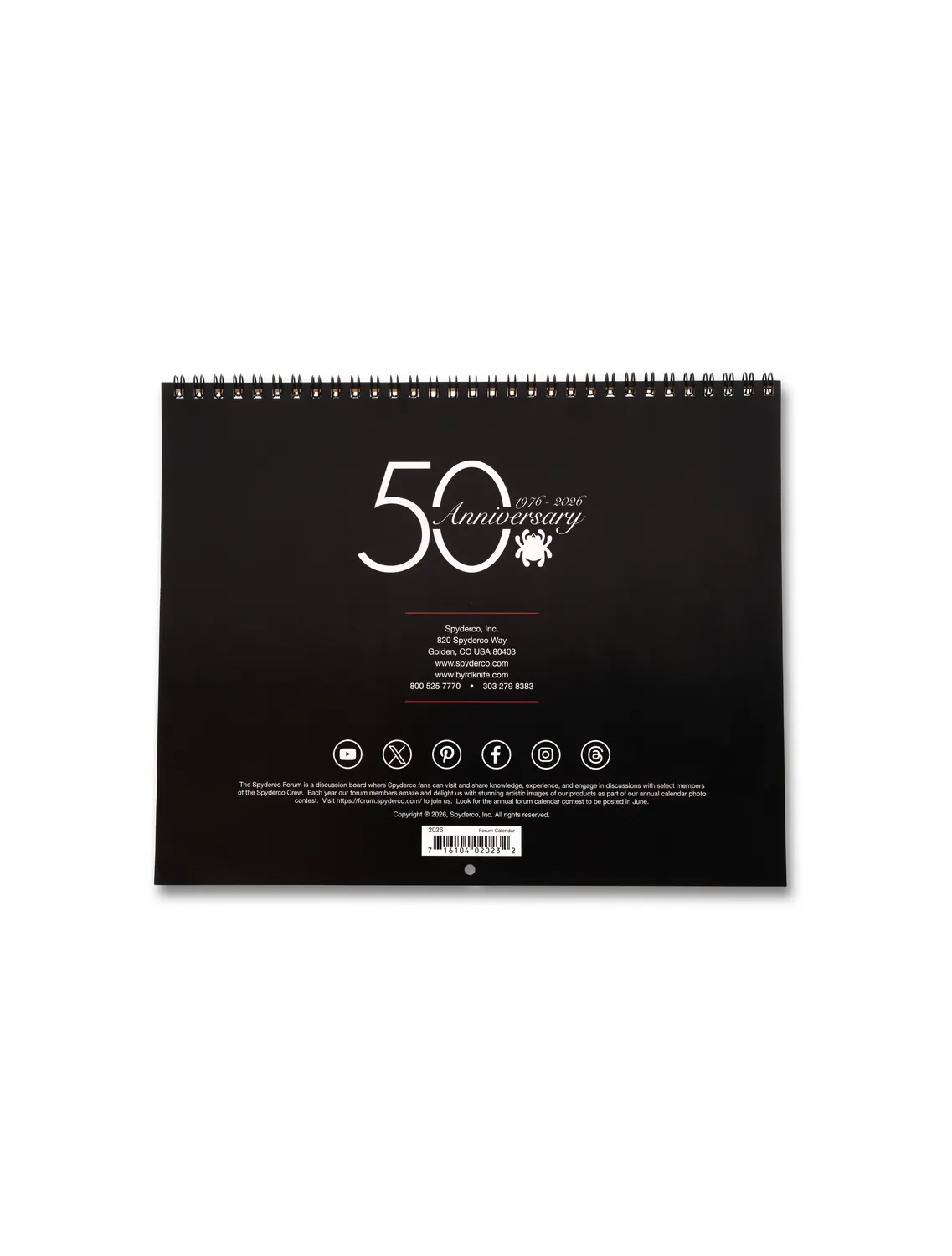 Byrd Spyderco Calendar Wandkalender 2026 limitiert