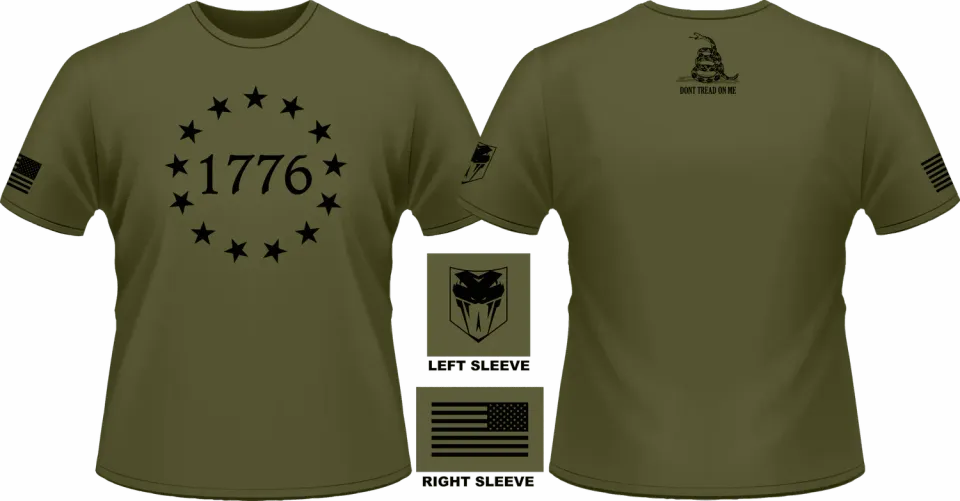 CobraTec 1776 T-Shirt grün Dont Tread On Me Baumwolle