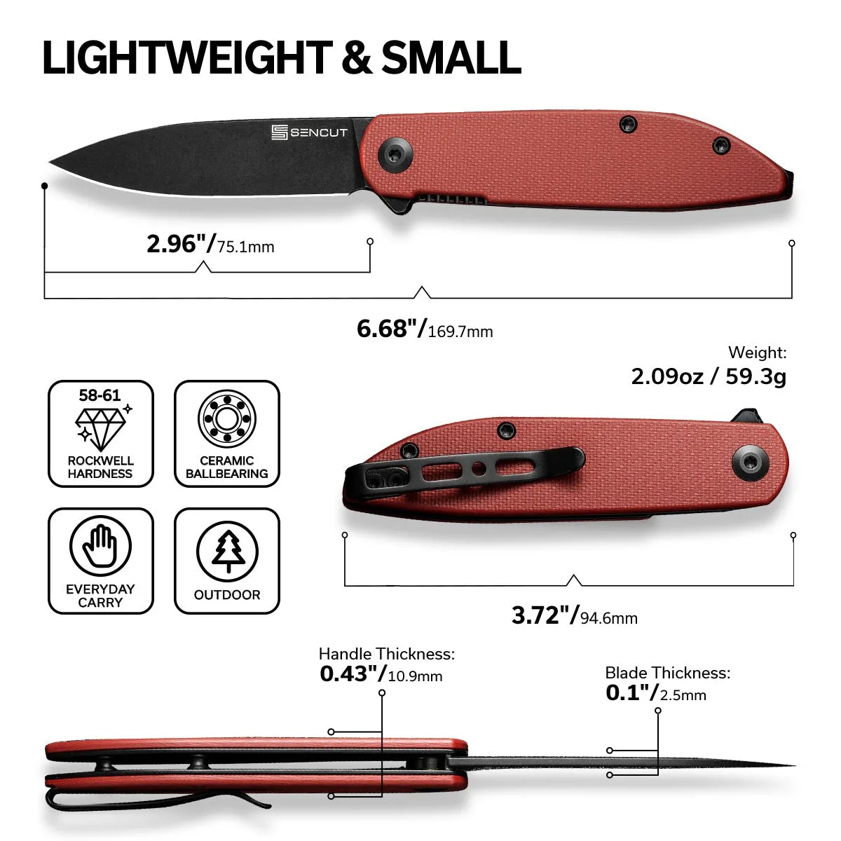 SENCUT Bocll II S22019-3 Klappmesser G10 bordeaux