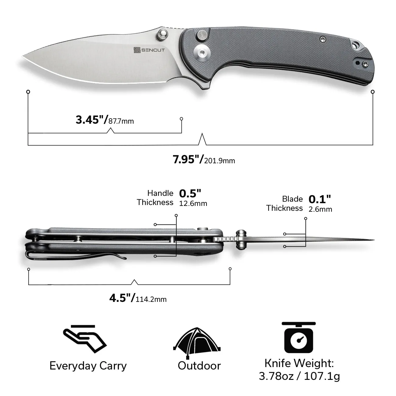 SENCUT Pulsewave S23032-2 Klappmesser grau Button-Lock